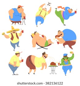 Overweight People. Colorful Vector Flat Illustration  Collection