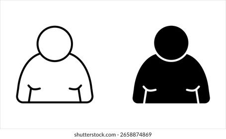 Conjunto de iconos de personas con sobrepeso, para el Diseño web, Ilustración vectorial sobre fondo blanco. 