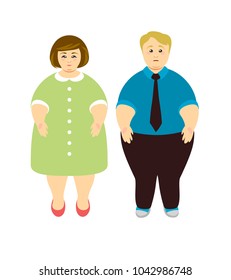 Overweight people. Man and woman