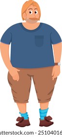 Overweight person cartoon character. Male body positive