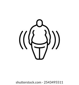 Icono de persona con sobrepeso. Icono simple que representa la obesidad o problemas de salud, ideal para las redes sociales, el App y el Diseño web. Ilustración vectorial