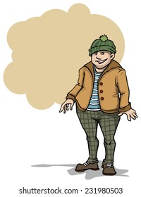 overweight person, with speech bubble, vector illustration