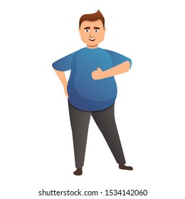 Overweight positive man icon. Cartoon of overweight positive man vector icon for web design isolated on white background