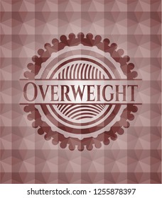 Overweight red emblem with geometric background. Seamless.