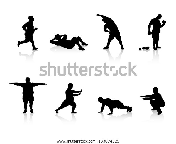 Overweight Silhouettes 1 Stock Vector (royalty Free) 133094525 