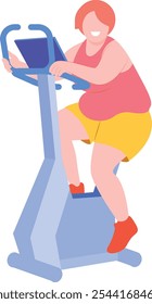 Overweight woman doing workout, wanting to lose weight, Girl is trying to get rid of excess weight with help of fit training and physical exercises. Modern Design Illustration, trends illustration. 