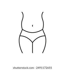 Overweight Woman Line Icon. Female Body Shape Outline Symbol. Physical Appearance, Body Conditioning, and Weight Management. Isolated Vector Illustration.