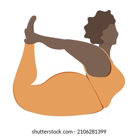 overweight woman practices yoga. body positivity theme