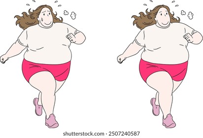 Overweight Woman Running Outdoors illustration