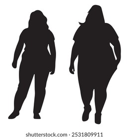 Overweight Woman silhouette vector illustration. Eps 10