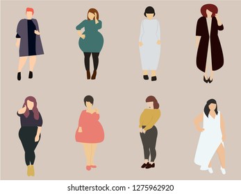 overweight woman vector