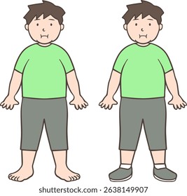 Overweight Young Man Standing Barefoot Illustration