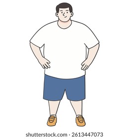 Overweight young man vector illustration