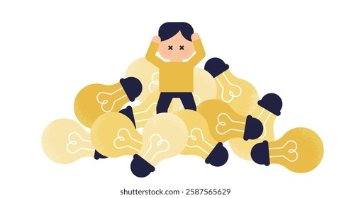 Overwhelmed by Ideas | Concept Illustration of Too Many Thoughts