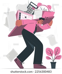 Diseño vectorial de ilustración de concepto abrumado