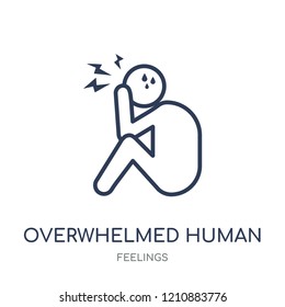 Overwhelmed Human Icon. Overwhelmed Human Linear Symbol Design From Feelings Collection. Simple Outline Element Vector Illustration On White Background.