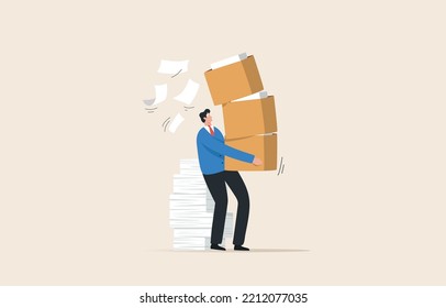 Overwhelmed, 
Work Overload in the Workplace. Stressed and tired from hard work. Employees are very tired of working on paperwork.