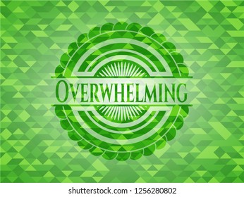 Overwhelming green emblem with triangle mosaic background