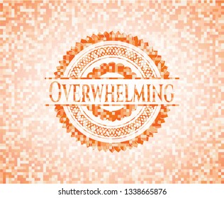 Overwhelming orange mosaic emblem with background