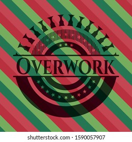 Overwork christmas style badge. Vector Illustration. Detailed.