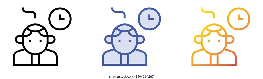 overwork icon. Linear, Blue Fill and Gradient Style Design Isolated On White Background