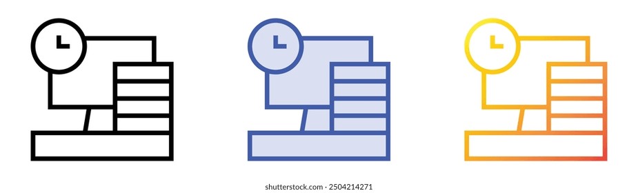 overwork icon. Linear, Blue Fill and Gradient Style Design Isolated On White Background