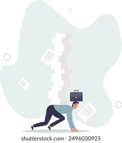 Overwork and overload work make employee exhausted and stressed leads to depression, burnout and low efficiency,.flat design.illustration with people.