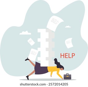 Overwork and overload work make employee exhausted and stressed leads to depression, burnout and low efficiency,business concept.flat character.