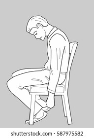 Overworked businessman is under stress with headache. Worried man. View front and side. Vector black vector illustration isolated on gray background.