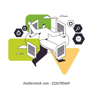overworked businessman working with paper documents paperwork deadline concept