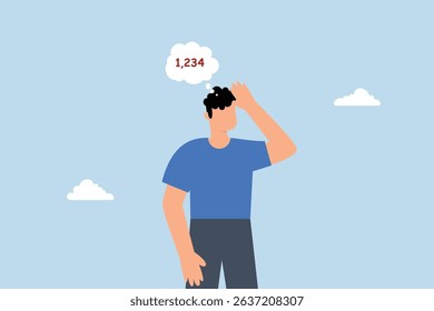 Overworked, Depressed businessman got frustrated thinking about work with unfinished numbers in his head.