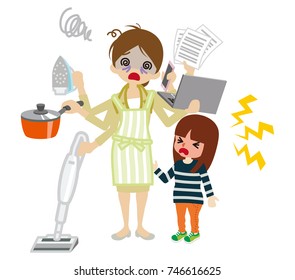 Overworked employee mother