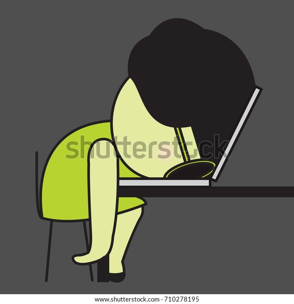 Overworked Exhausted Tired Business Woman Sleeping Stock Vector