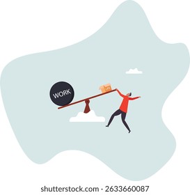 Overworked, exhaustion or burnout, unhealthy work life balance problem, too many work causing fatigue, anxiety or stress .character for design.
