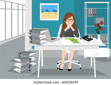 overworked woman with dream expression
