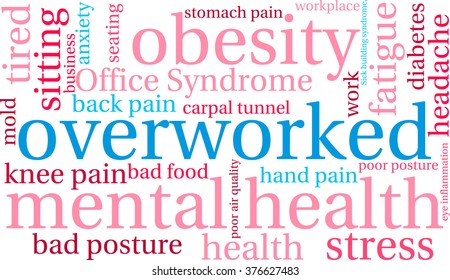 Overworked word cloud on a white background. 