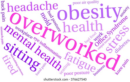Overworked word cloud on a white background. 