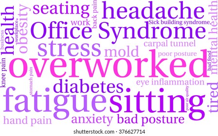 Overworked word cloud on a white background. 