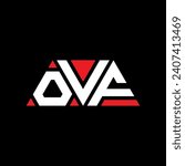 OVF triangle letter logo design with triangle shape. OVF triangle logo design monogram. OVF triangle vector logo template with red color. OVF triangular logo Simple, Elegant, and Luxurious design.