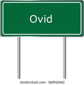 Ovid , Colorado,  road sign green vector illustration, road table, USA city
