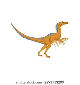 Oviraptor bipedal dinosaur of Cretaceous period. Dinosaur isolated brown cartoon animal, T-rex theropod dino extinct dino cute character. Vector tyrant lizard