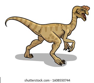 Oviraptor dinosaur vector illustration in cartoon style.