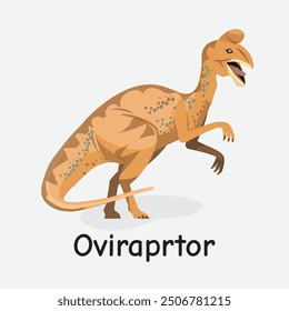 Oviraptor Dinosaur Vector Illustration with Egg-Stealing Behavior