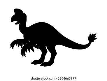 Oviraptorosaur Dinosaur Silhouette Vector Isolated on White Background