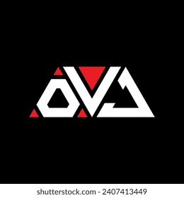 Diseño del logotipo de la letra del triángulo OVJ con forma de triángulo. Monograma de diseño del logotipo del triángulo OVJ. Plantilla de logotipo vectorial del triángulo OVJ con color rojo. Logo triangular OVJ Diseño sencillo, elegante y lujoso.