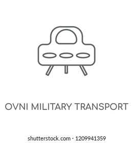 Ovni military transport linear icon. Ovni military transport concept stroke symbol design. Thin graphic elements vector illustration, outline pattern on a white background, eps 10.