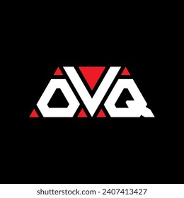 OVQ triangle letter logo design with triangle shape. OVQ triangle logo design monogram. OVQ triangle vector logo template with red color. OVQ triangular logo Simple, Elegant, and Luxurious design.