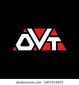 OVT triangle letter logo design with triangle shape. OVT triangle logo design monogram. OVT triangle vector logo template with red color. OVT triangular logo Simple, Elegant, and Luxurious design.