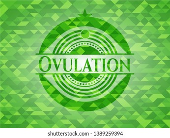 Ovulation green emblem with triangle mosaic background. Vector Illustration. Detailed.