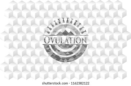 Ovulation grey emblem. Retro with geometric cube white background